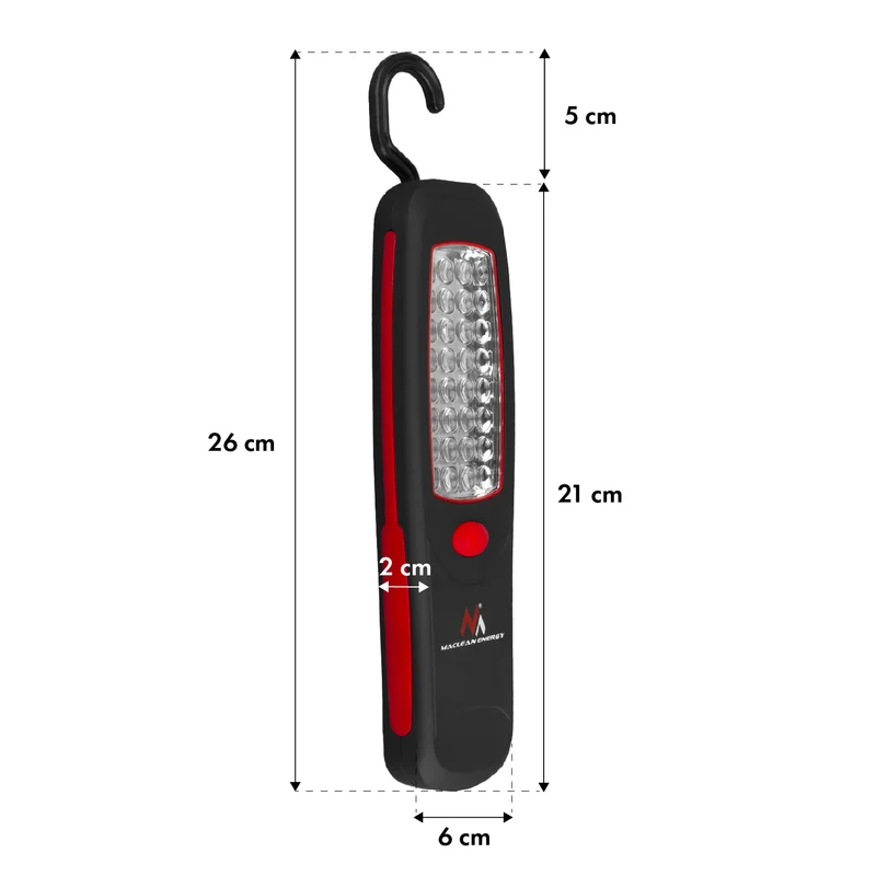 Maclean 24 LED-verkstadslampa, magnet, krok, MCE03 2 st + 6x batteri Varta Industrial LR6/AA R-06