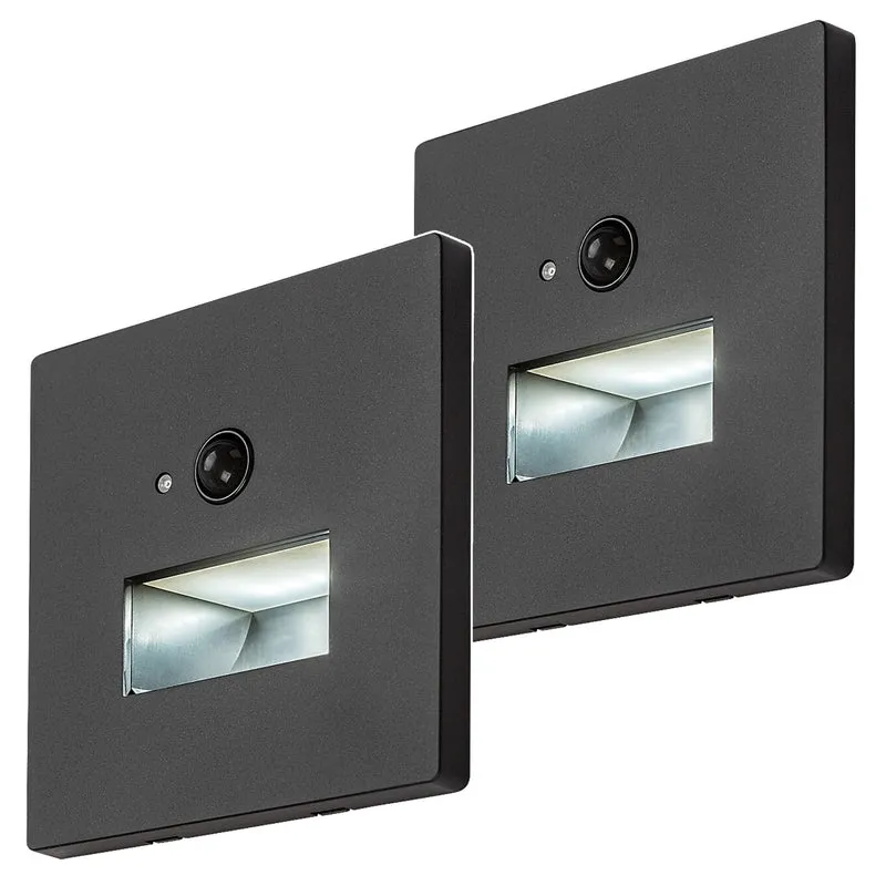 Lunca LED-lampa 1 W IP20 svart 3000, 4500, 6500 K rörelsesensor, ljussensor, 77197, 2 stycken