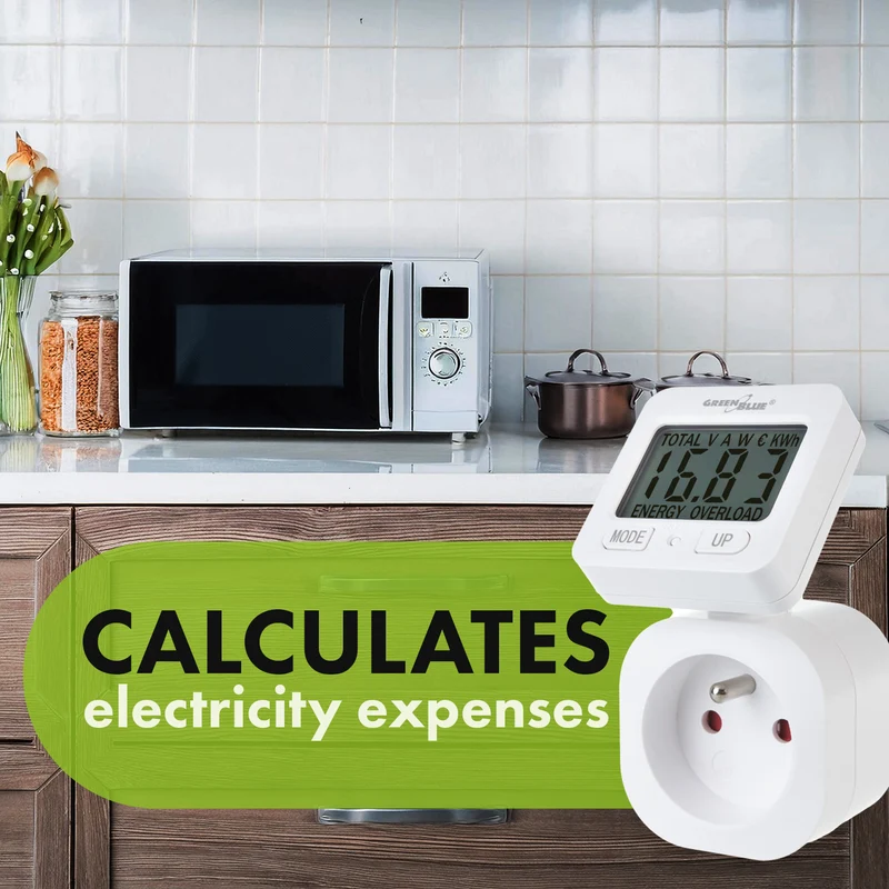 GreenBlue energimätare, wattmätare, 16A, max. 3680W, subminne, GB615 F