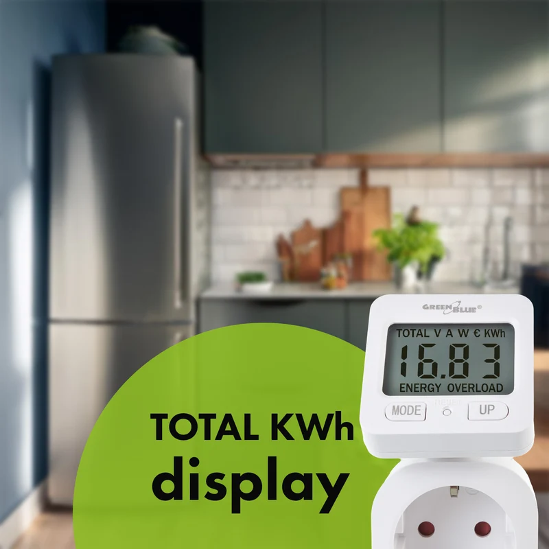 GreenBlue energimätare, wattmätare, 16A, max. 3680W, subminne, GB615 F
