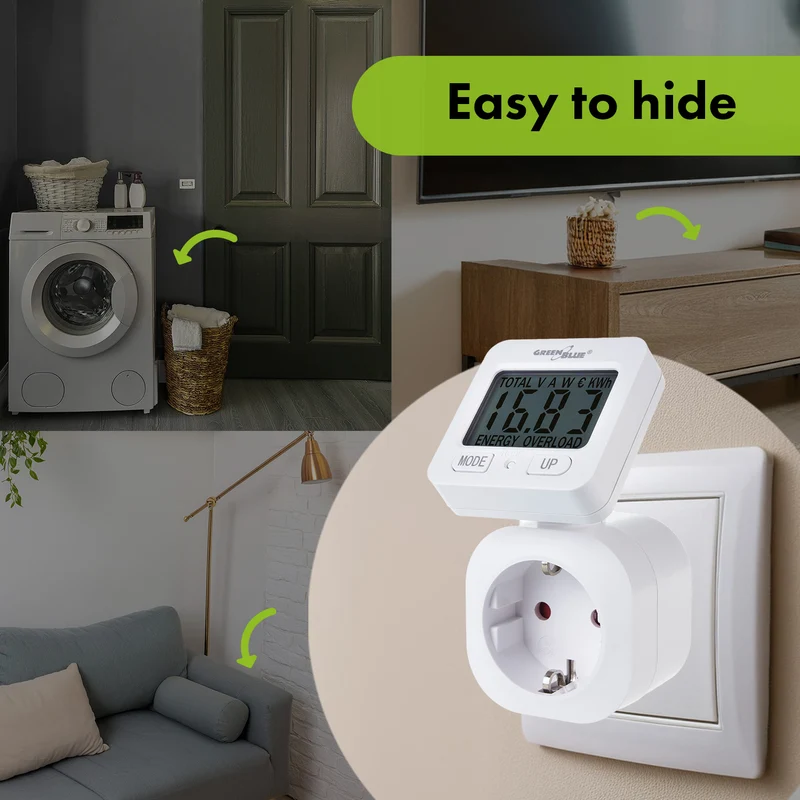 GreenBlue energimätare, wattmätare, 16A, max. 3680W, subminne, GB615 F