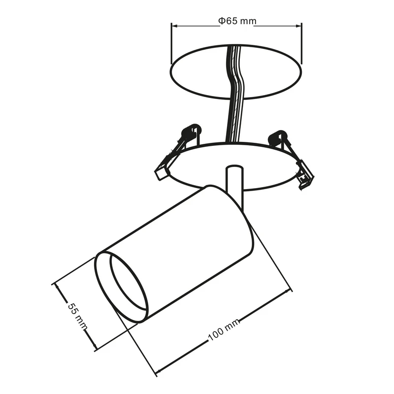 Maclean infälld montering/rörarmatur, spot, rund, aluminium, GU10, 55x130mm, svart, MCE364 B+LED-lampa GU10 7W Maclean Energy MCE437 WW varmvit 3000K, 220-240V~, 50/60Hz, 490lm