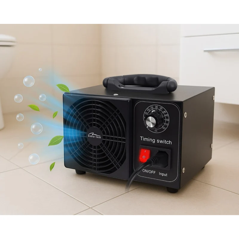 Professionell ozongenerator för desinfektion och luftrening, Mediatech, Ozonproduktion: 60 000 mg/h, TIMER, Effekt: 140 W, metallhölje