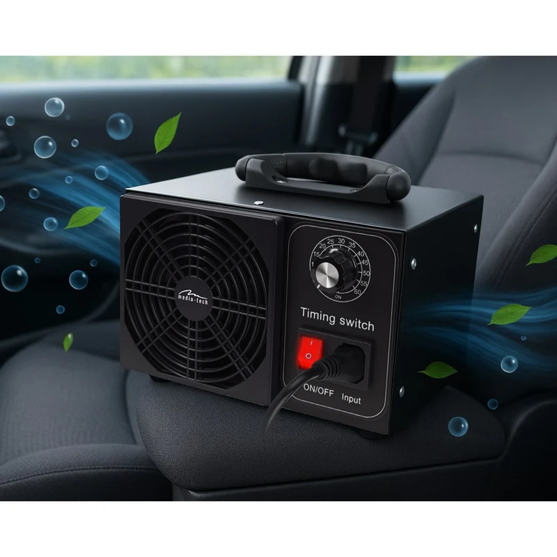 Professionell ozongenerator för desinfektion och luftrening, Mediatech, Ozonproduktion: 60 000 mg/h, TIMER, Effekt: 140 W, metallhölje