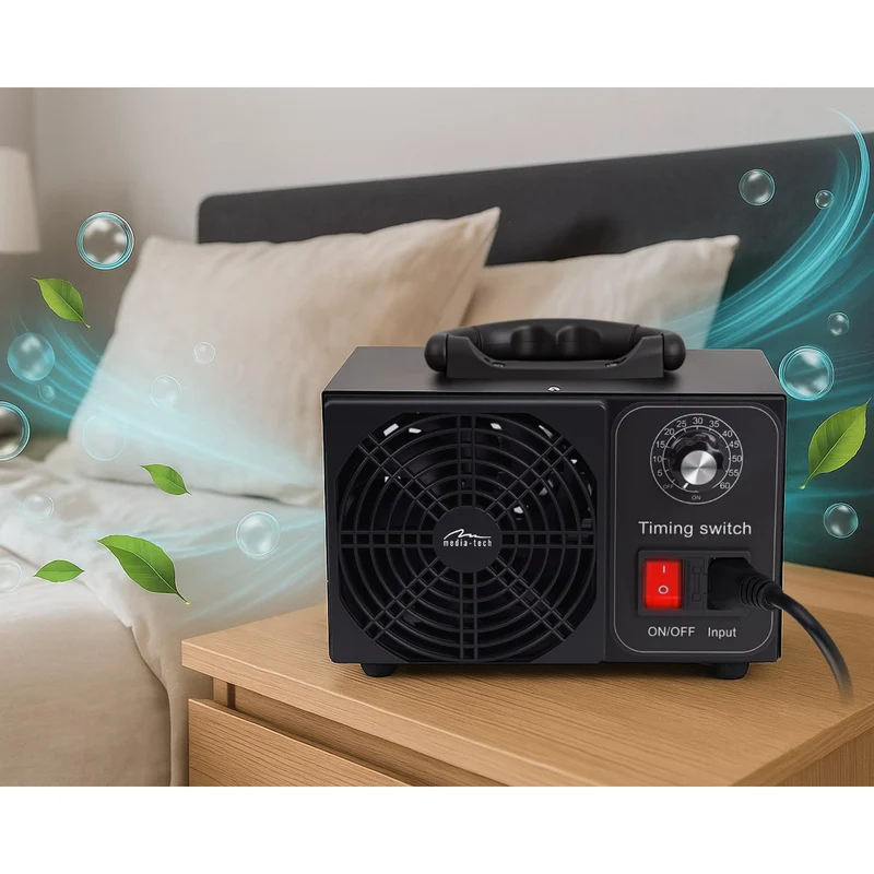 Professionell ozongenerator för desinfektion och luftrening, Mediatech, Ozonproduktion: 60 000 mg/h, TIMER, Effekt: 140 W, metallhölje