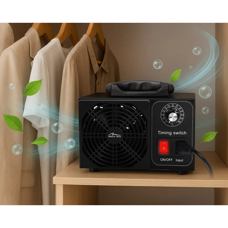 Professionell ozongenerator för desinfektion och luftrening, Mediatech, Ozonproduktion: 60 000 mg/h, TIMER, Effekt: 140 W, metallhölje