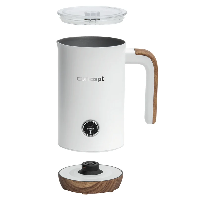 Concept Nordic NM4100 Mjölkskummare 500W Vit För Latte Cappuccino Frappe Varm Choklad 3 Lägen Rostfritt Stål