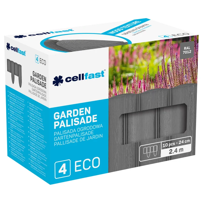 Cellfast trädgårdsstaket, trästruktur, frostbeständigt, längd 14,4 m, färg grafit, 34-054