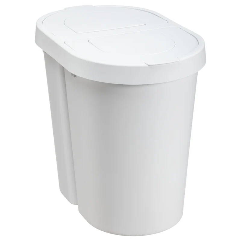 Plast Team papperskorg, gångjärnslock, dubbel, vit, 2 x 25 l, Seattle Swing