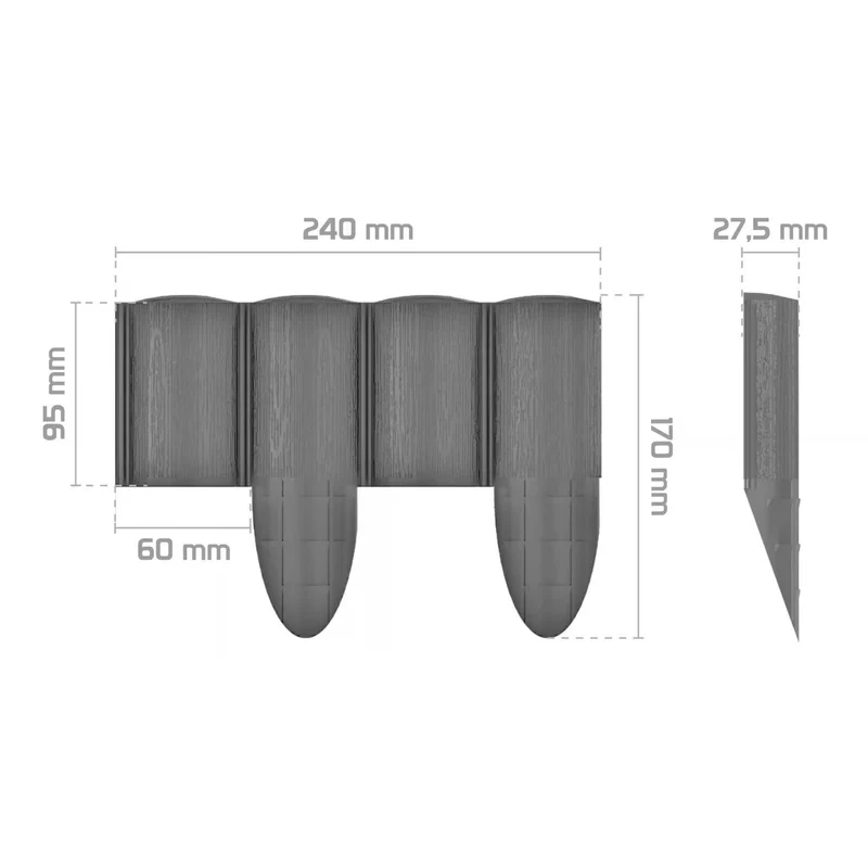 Cellfast trädgårdsstaket, trästruktur, frostbeständigt, längd 7,2 m, färg grafit, 34-054