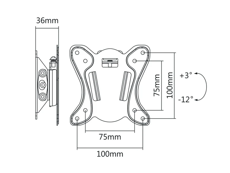 Maclean TV-fäste, max VESA 100x100, 13-27", 25kg, MC-715