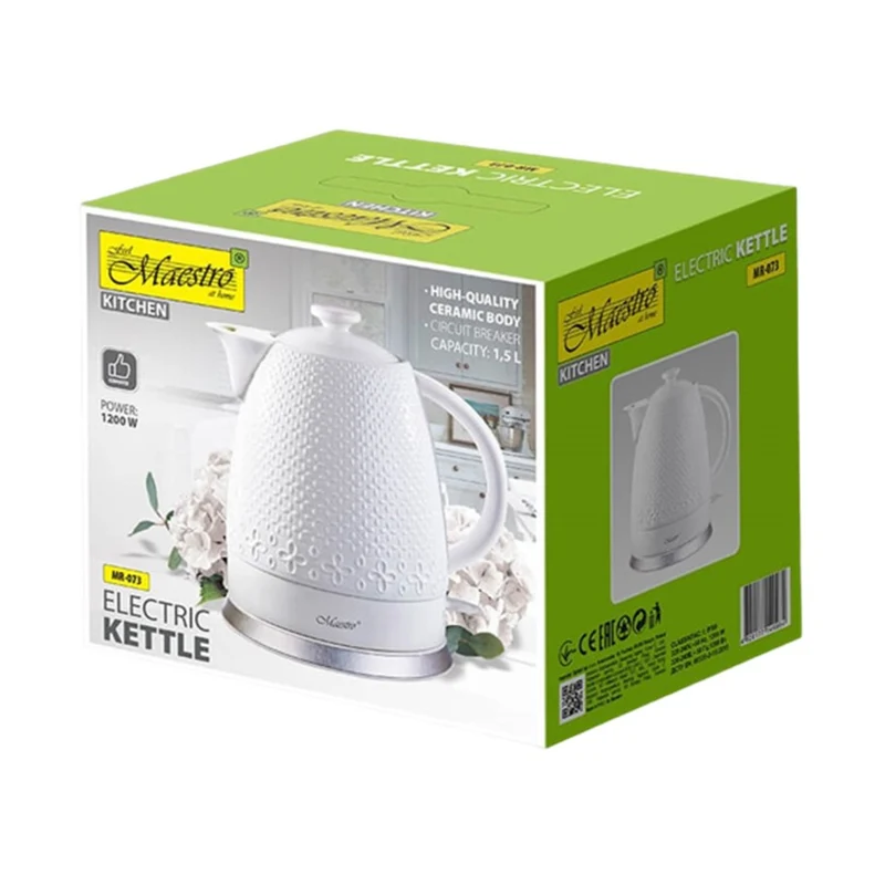 Maestro MR-073 Keramisk Vattenkokare 1,5L Vit 1200W