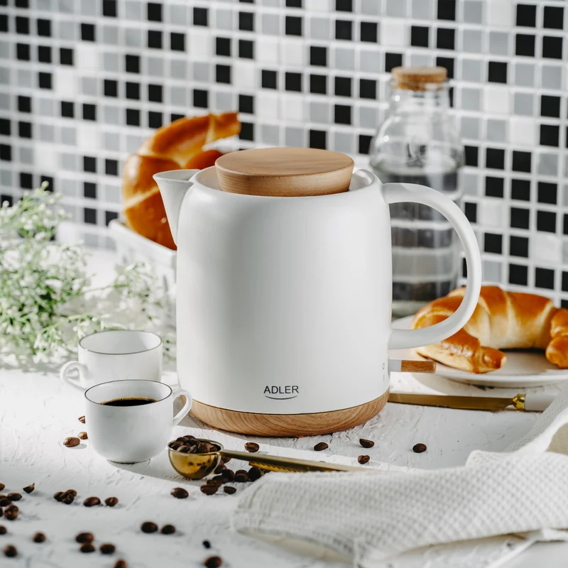 Vattenkokare i keramik 1,0L, 1200W, ecru, Adler AD 1304