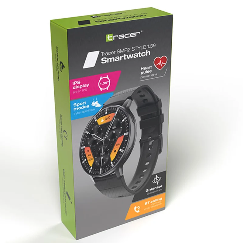 Smartwatch Tracer, Bluetooth 5.2BLE, IP67, 1,39-tums IPS, SMR2 STYLE