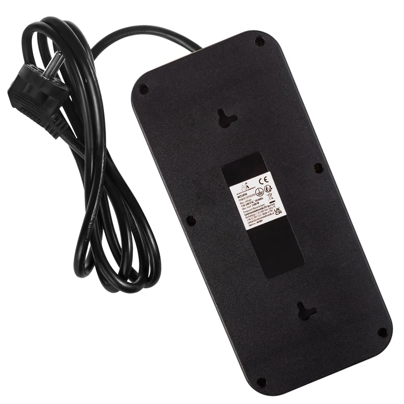 Maclean grenuttag, förlängningskabel 6 uttag + 4xUSB, 110-240V AC 50/60Hz, 2,1A max 2500W, 1,5 m, svart, MCE389 B