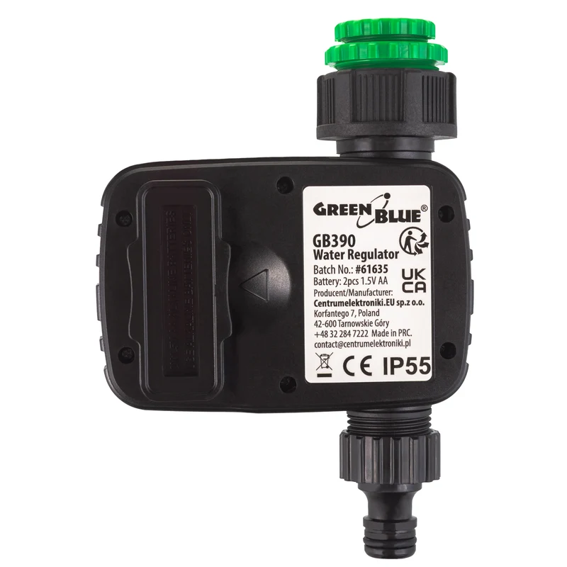 GreenBlue elektronisk bevattningskontroll, programmerare, strömförsörjning 2x1,5V AA, GB390 + 2x Varta Industrial alkaliskt AA-batteri