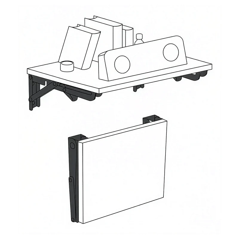 Fällbart fäste för vägghylla Maclean, min. 350 mm, max. 700 mm, max. 50 kg, 2 st., MC-196