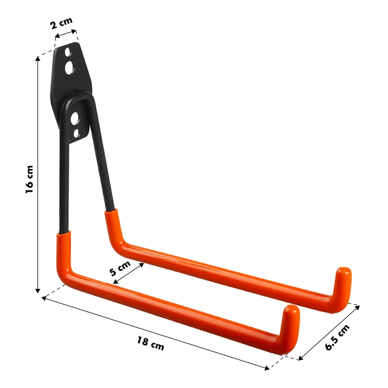 Maclean väggfäste/hängare, för däck, trädgårdsredskap, stege, slangar, cykel, maxbelastning 25 kg, MC-444, 4 stycken