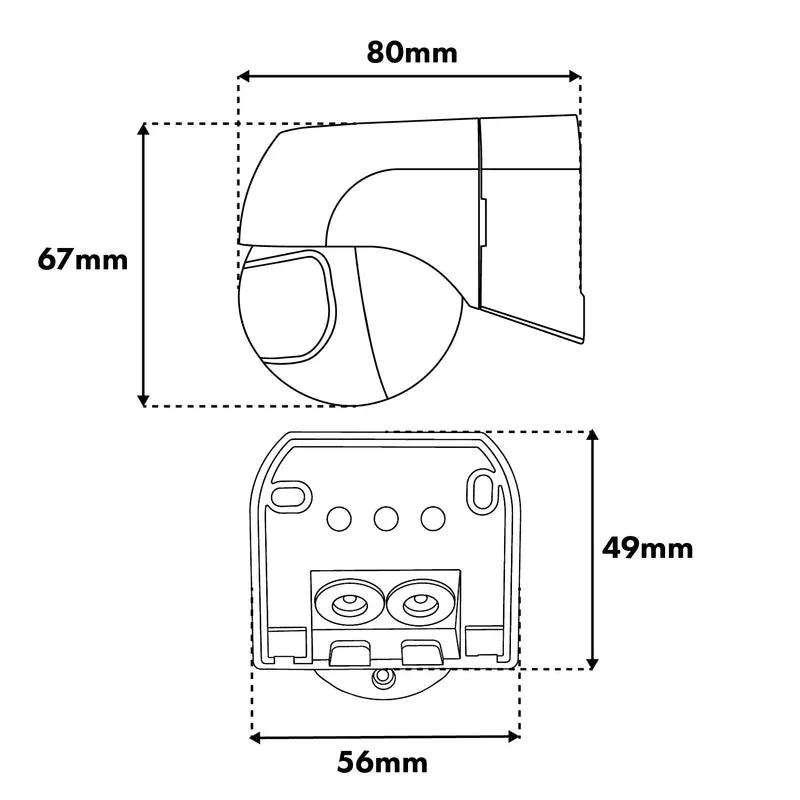 Maclean PIR-rörelsesensor 12–24 V, infraröd, IP44, svart, räckvidd 12 m, max. belastning 60/120 W, MCE623 B