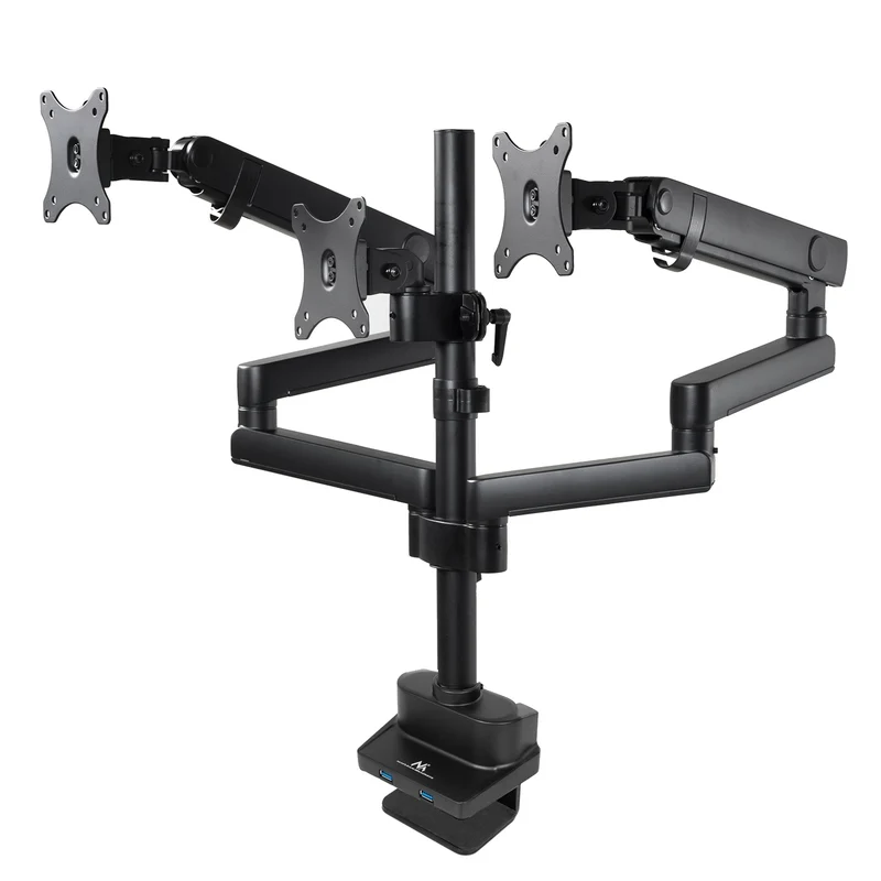 Maclean skrivbordsfäste för 3 LCD-skärmar, VESA 75x75 och 100x100, 2x USB 3.0, 17-27", 3x7kg, MC-811