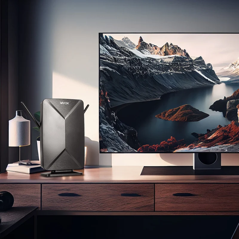 Aktiv antenn, för rummet, inomhus, utomhus, DVB-T2, markbunden 4K-TV, Vayox