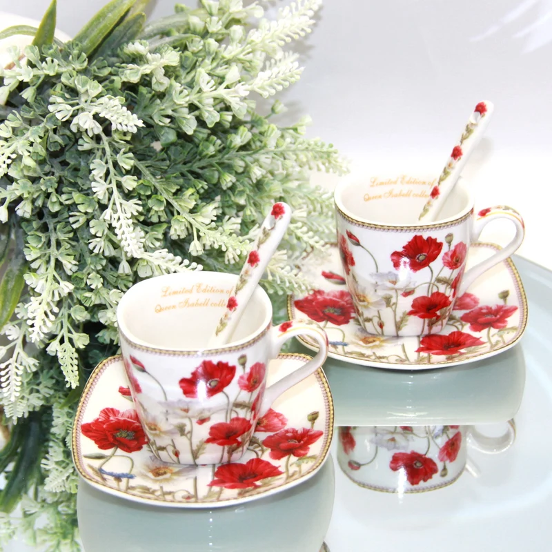 Espressokoppar porslinsset med tallrikar Queen Isabell W9PWH06-09596
