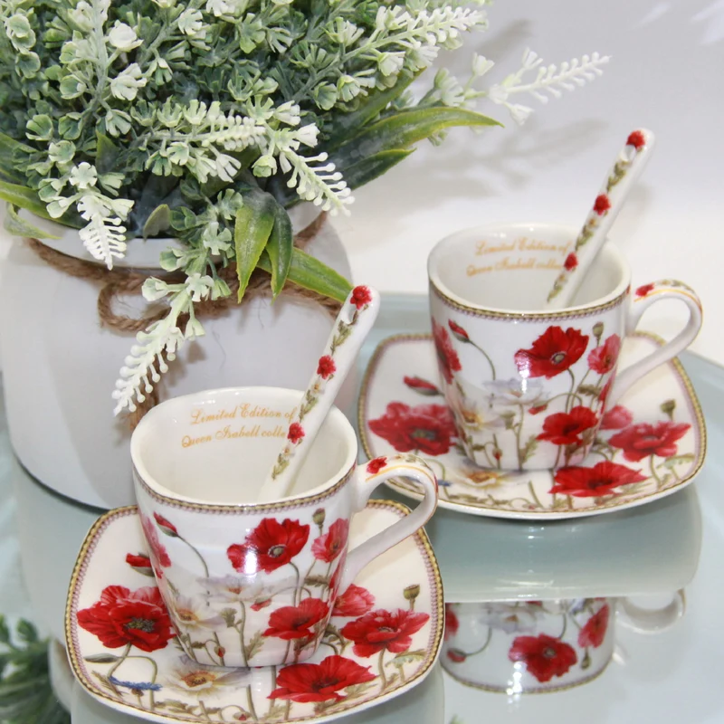 Espressokoppar porslinsset med tallrikar Queen Isabell W9PWH06-09596