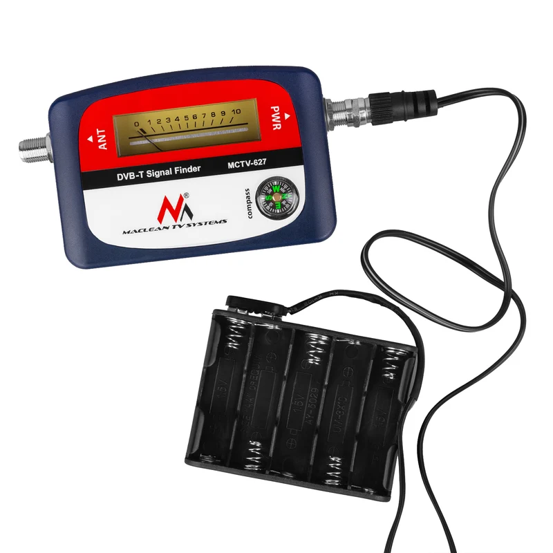 Maclean DVB-T TV-mätare, väska, kabel 25 cm F-F, MCTV-627 + 10x AA Varta Industrial-batterier