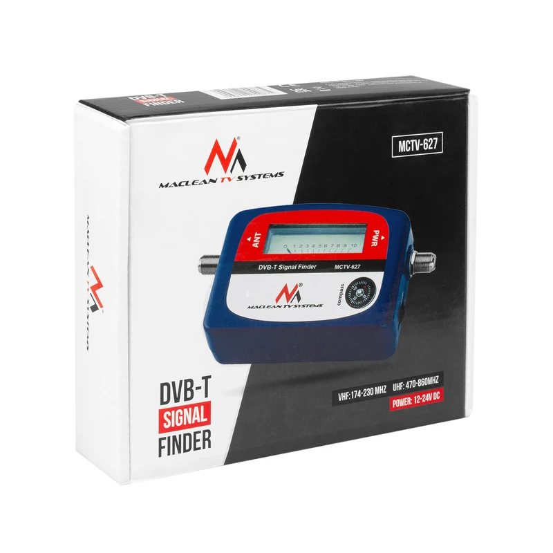 Maclean DVB-T TV-mätare, väska, kabel 25 cm F-F, MCTV-627 + 10x AA Varta Industrial-batterier