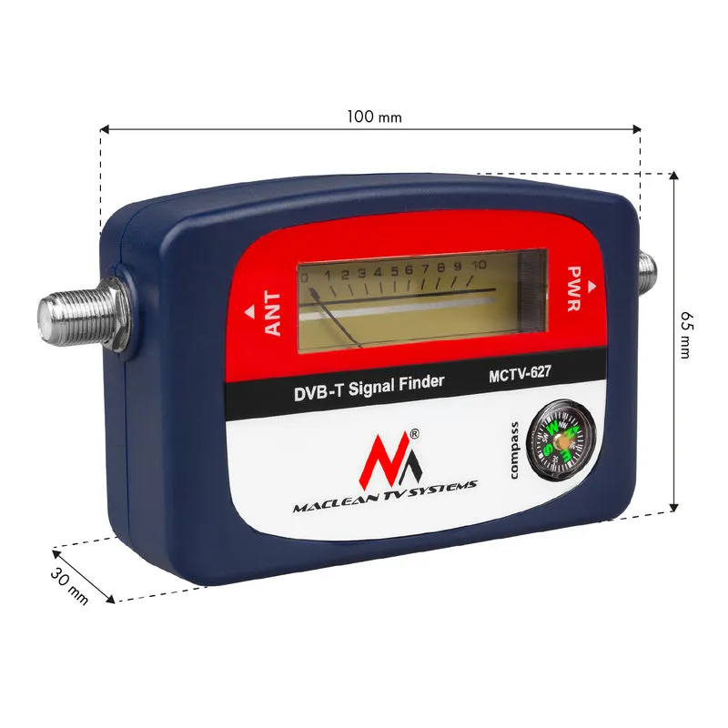 Maclean DVB-T TV-mätare, väska, kabel 25 cm F-F, MCTV-627 + 10x AA Varta Industrial-batterier