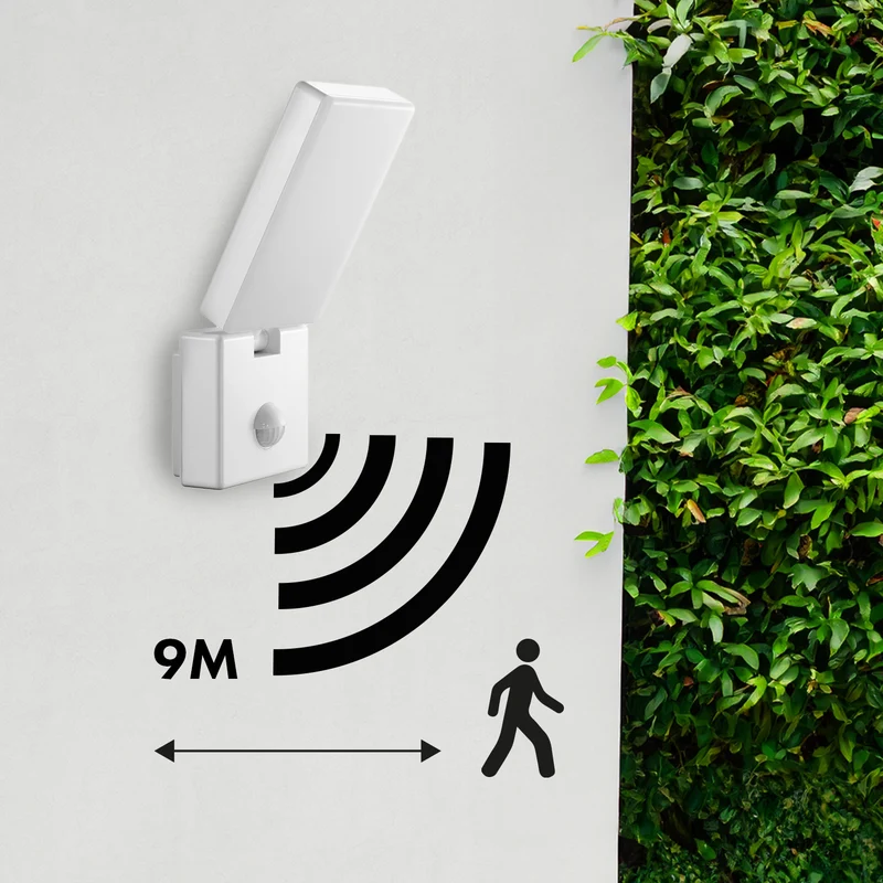 Maclean LED-lampa med rörelsesensor, PIR-sensor, vit, 10 W, IP65, 800 lm, neutralvit färg (4000 K) MCE516 W, 2 st