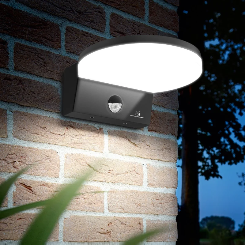 Maclean LED-lampa med rörelsesensor, PIR-sensor, svart, 15 W, IP65, 1560 lm, neutralvit färg (4000 K) MCE344 B, 2 st