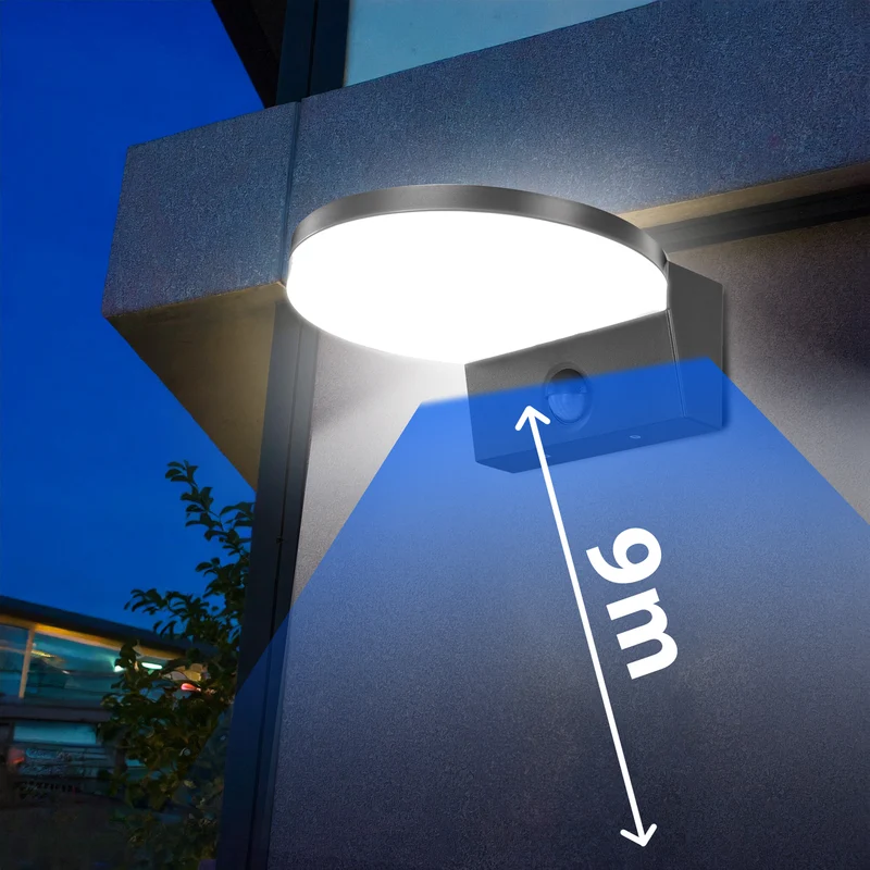 Maclean LED-lampa med rörelsesensor, PIR-sensor, svart, 15 W, IP65, 1560 lm, neutralvit färg (4000 K) MCE344 B, 2 st