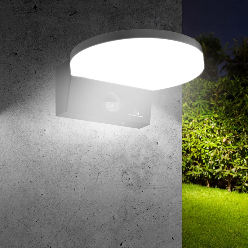 Maclean LED-lampa med rörelsesensor, PIR-sensor, svart, 15 W, IP65, 1560 lm, neutralvit färg (4000 K) MCE344 B, 2 st