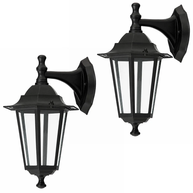 Rabalux vägglampa, utomhus, IP43, E27, max 60 W, svart, Velence, 2 st