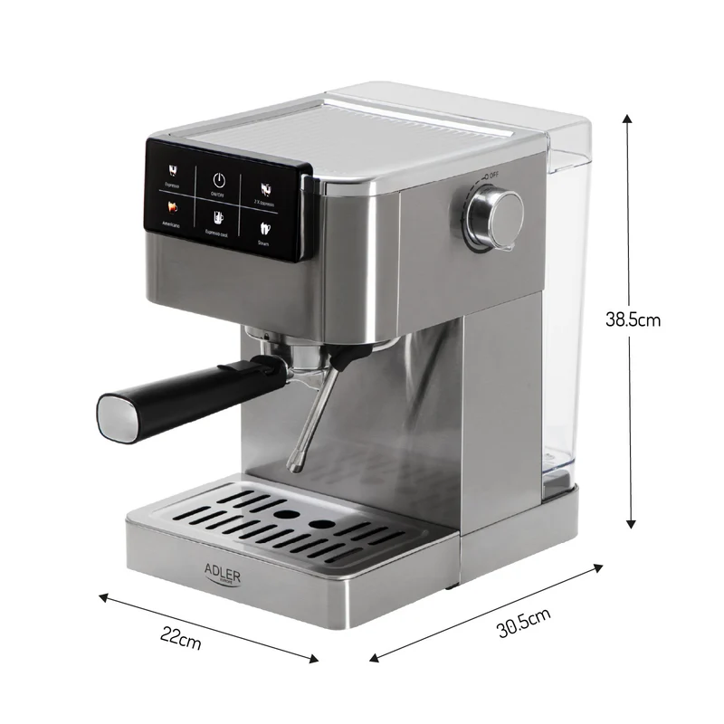 Kaffemaskin, 20 bar, Thermoblock, mjölkskummare, 5-i-1, Adler AD 4390