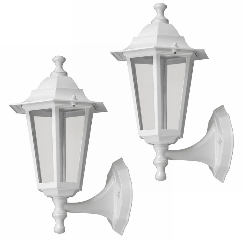 Rabalux vägglampa, utomhus, IP43, E27, max 60 W, vit, Velence, 2 st