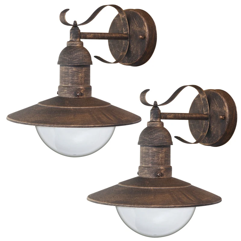 Rabalux Oslo utomhuslampa för fasad, guldfärgad, E27, max 60 W, IP43, 230 V, 2 st.