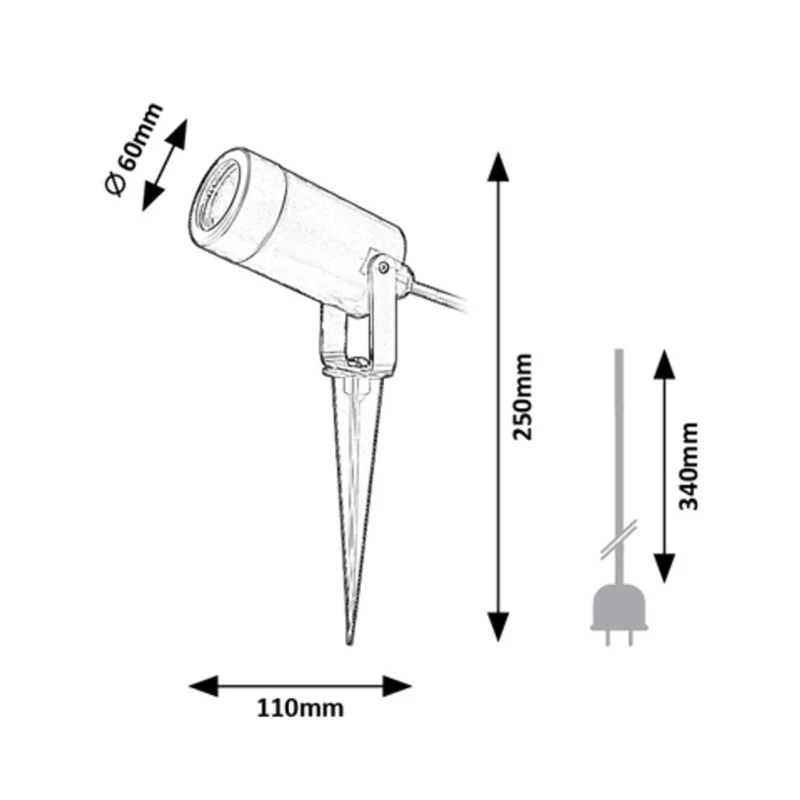Rabalux Krobia marklampa, IP65, svart, GU10-gänga, max 4 W, 7814, 2 stycken