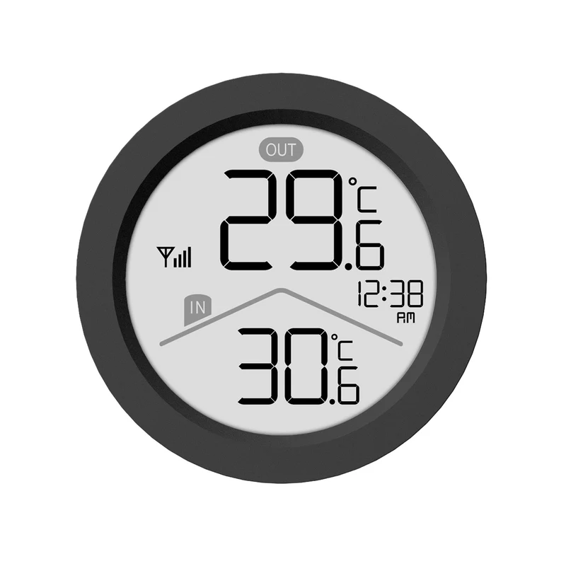 GreenBlue trådlös väderstation, inomhus-/utomhustemperatur, klocka, val mellan °C och °F, räckvidd upp till 60 m, svart, GB162 B