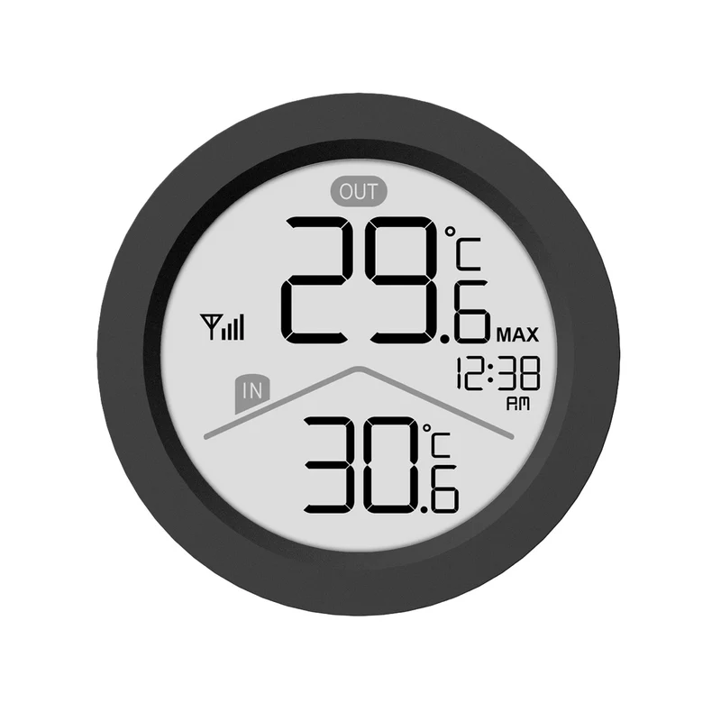 GreenBlue trådlös väderstation, inomhus-/utomhustemperatur, klocka, val mellan °C och °F, räckvidd upp till 60 m, svart, GB162 B