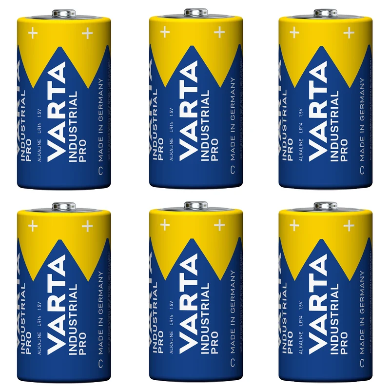 6 st R-14 LR14 C 1,5 V alkaliska batterier Varta Industrial Pro