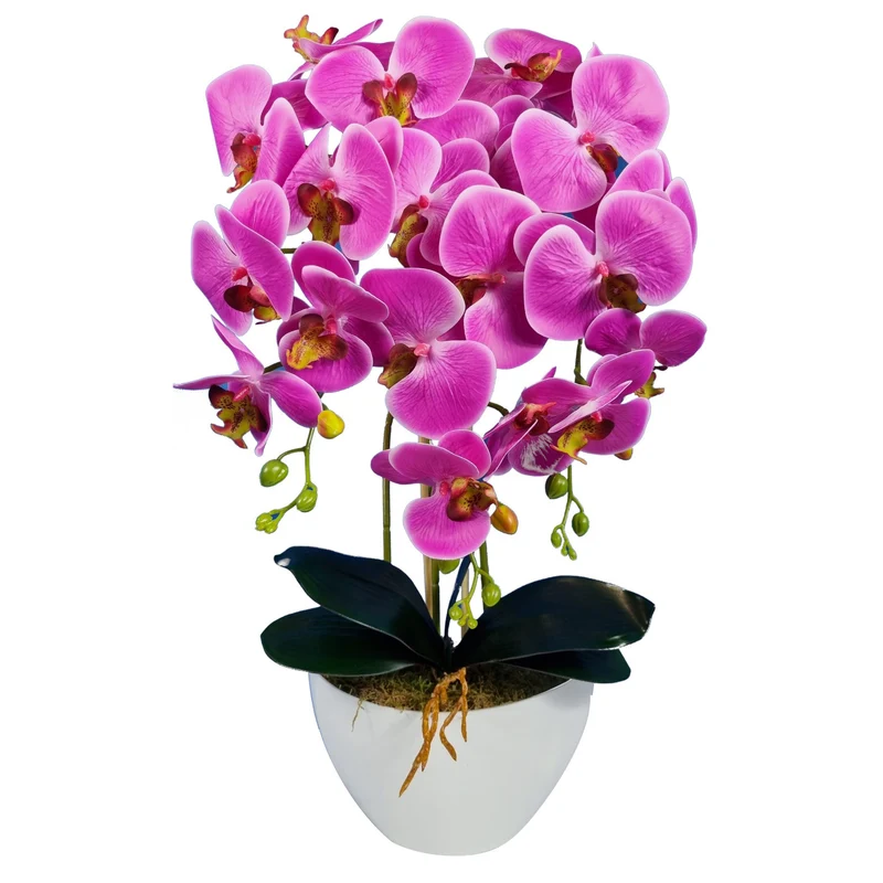 Damich konstgjord orkidé, rosa, tillverkad av gummi, 3pgoc
