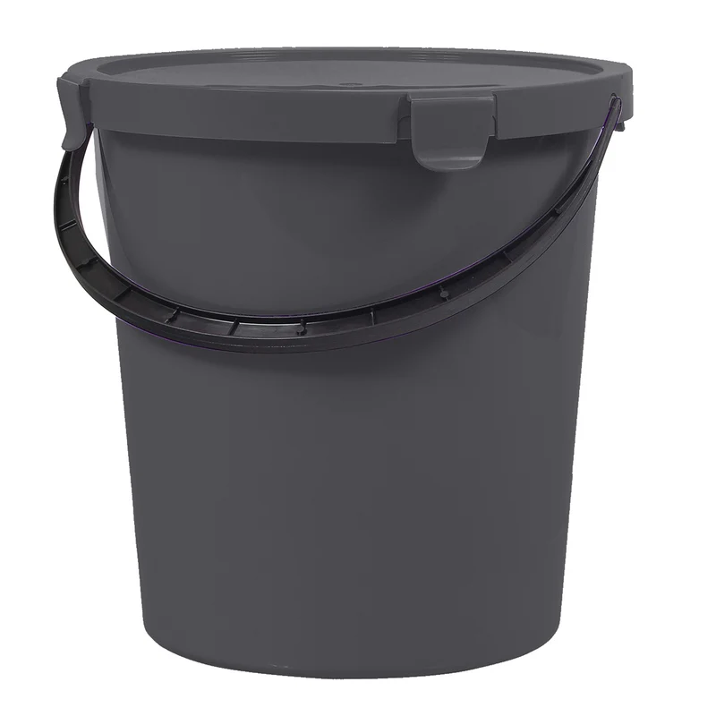 Plast Team Berry 5L hink med lock och handtag, mörkgrå
