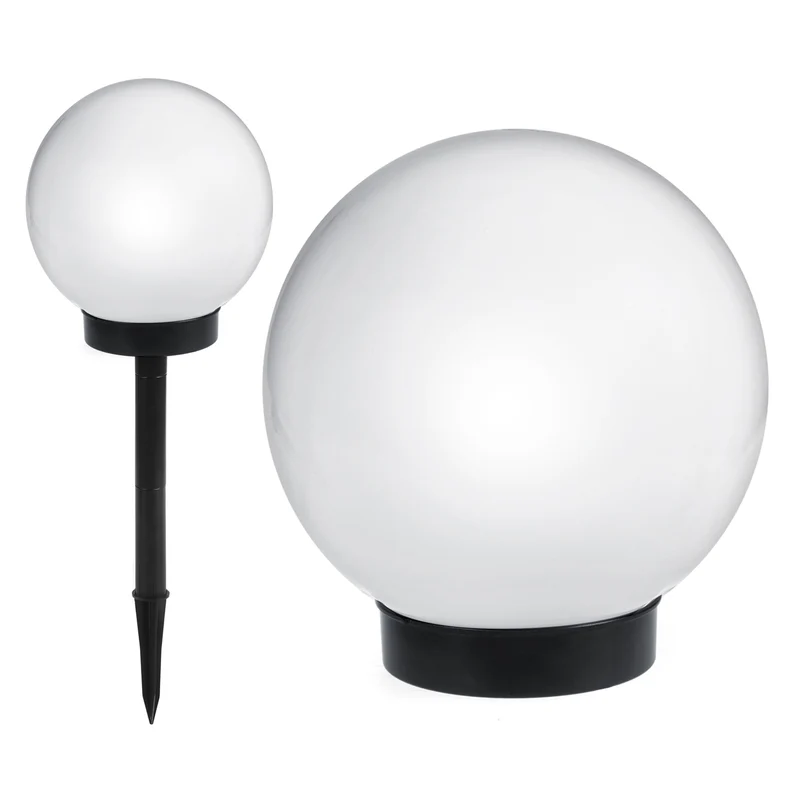 Solcellsdriven fristående trädgårdslampa GB168 – sfärisk, 30x30x63 cm, vit LED