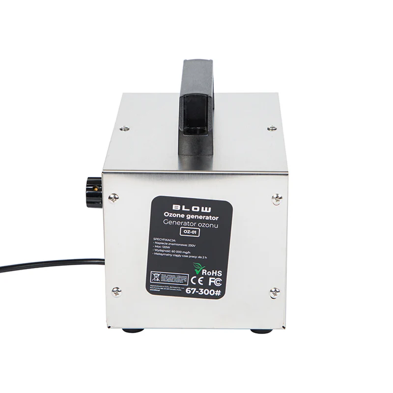 Blow ozonegenerator, kapacitet 60000 mg/h, effekt 120 W, låg strömförbrukning, lång sladd, justerbar driftstid, 4 plattor för ozonering, 67-300#