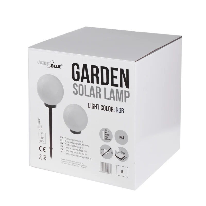 GreenBlue solcellslampa, fristående, trädgård, sfär 25x25x58cm, RGB LED, GB165, 4 delar
