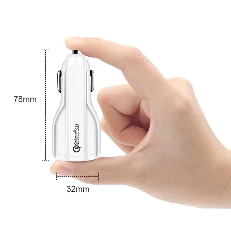 QC 3.0 Maclean Energy MCE478 W billaddare - vit Qualcomm Quick Charge QC 3.0 - 5V / 3A, 9V / 1.8A, 12V / 1.6A och 5V / 3.1A uttag