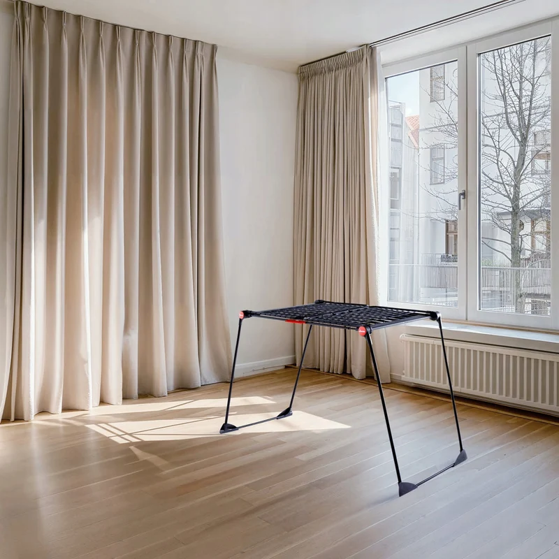 Torkställ Vileda Infinity Flex Ultimate, svart, upp till 30 m torkyta, utdragbart, förhöjt stativ, klädkrokar, inbyggda hjul, 179620