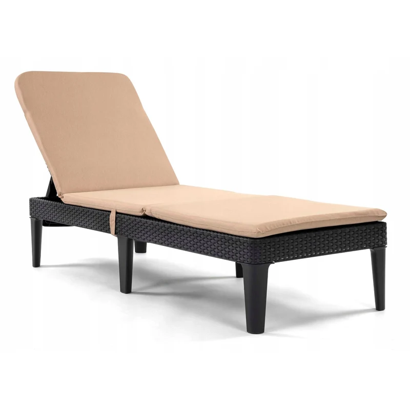 Kudde till solstol Jaipur, färg beige, tyg S-550 melange, storlek 190x60 cm, två fästsystem, vattentät, kan tvättas i sin helhet, melange S-21, 3 stycken